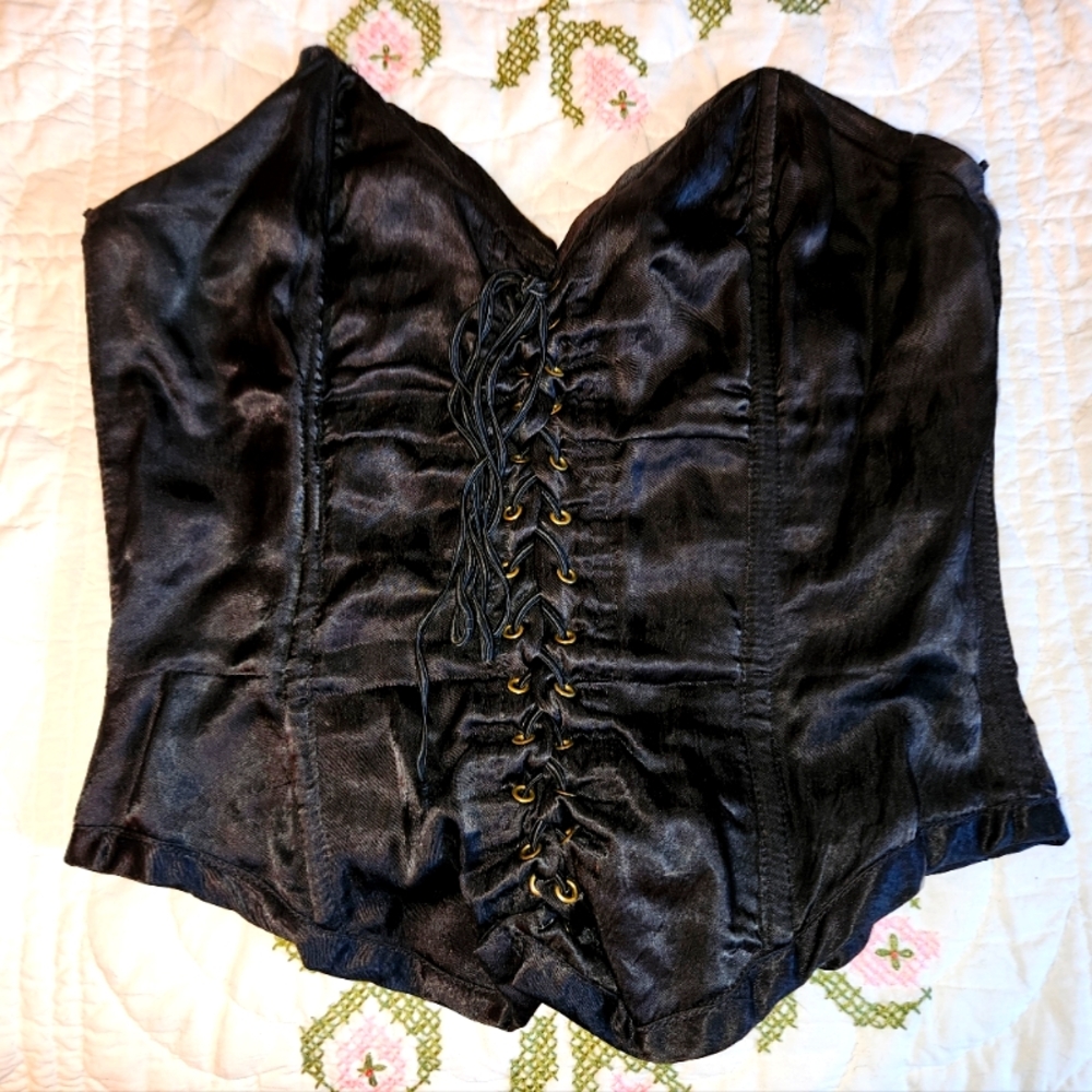 RARE 80s Betsey Johnson Punk Label Satin Corset